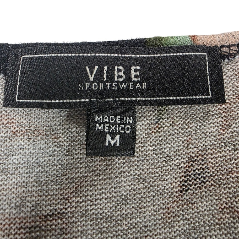 Vibe Sportswear Womens Maxi Dress Brown M Floral Stretch Round‎ Neck Side Slit - Picture 4 of 8